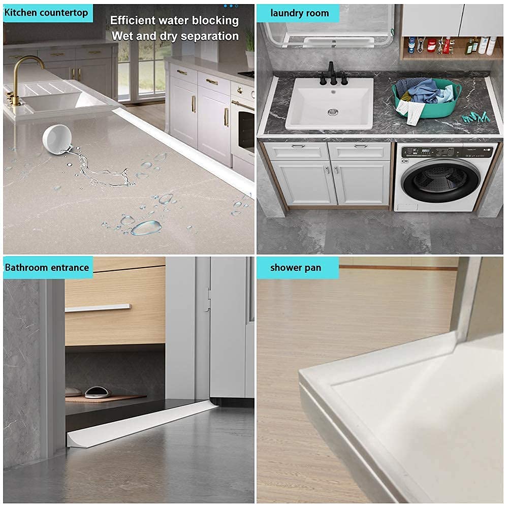 39Inch/1M Silicone Shower Threshold Water Barrier,Shower Splash Guard