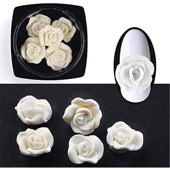 Amazon Com 1 Box Nail Flower Design Rose Flowers 3d Nail Art Charm Decorations Nail Art Ceramic Flower Nail Supplies Nails Accessories White Beauty