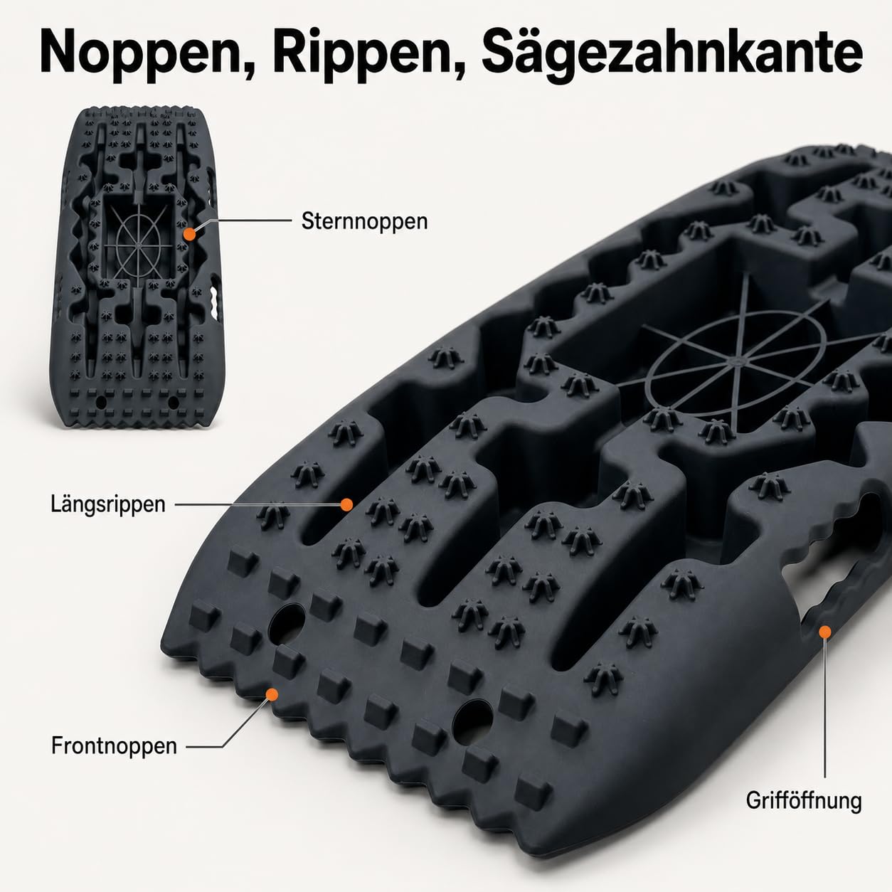 Sandbleche 2er Set Schwarz, Offroad Anfahrhilfe bis 10 t pro Paar für Wohnmobil, SUV, 4x4, Van & Camping, 69,5 x 27,5 x 6 cm, Recovery Boards & Sandboards mit Tasche