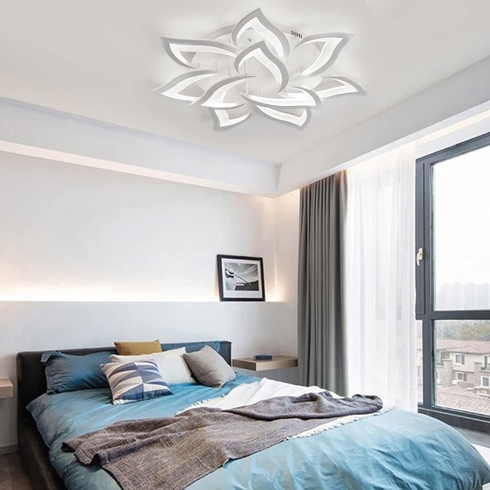 Plafoniera LED Soffitto Dimmerabile 3000K-6000K, Creativa Petalo Lampadario Soggiorno 60W 6000lm, Lampadario Camera da Letto da Pannello Acrilico, Lampadari Moderni 10 Luci