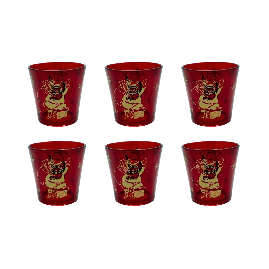 Lot de 18 assiettes en porcelaine de Noël pour 6 personnes avec 6 verres Motif Père Noël avec guirlande de Noël