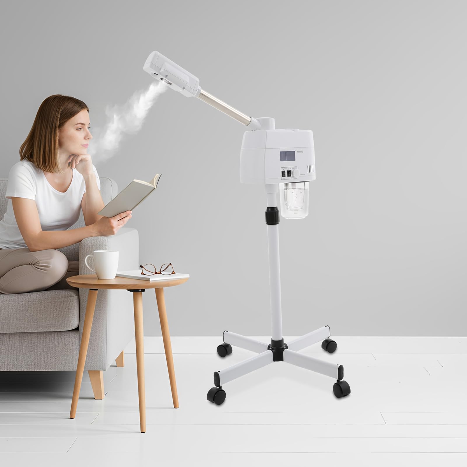 Gesichtsdampfer Bedampfer Verdampfer Gesichtssauna Heiß Kalt Gesicht Dampfgerät 750W Dampfreiniger, für Salon und Zuhause, Höhenverstellbar, 360° Düse, Automatische Abschaltung (Einrohr)
