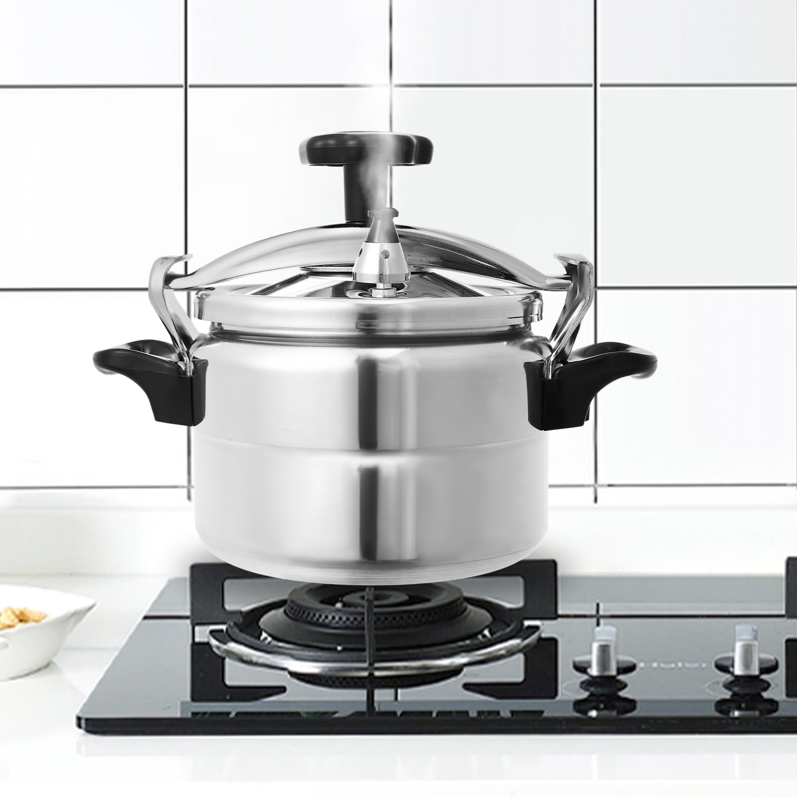 Pressure Pot, Heavy-Duty Aluminum Pressure Cooker - 3.17Qt Explosion-Proof Pot for Gas/Electric Stove, Fast Cooking & Easy Clean, Silver