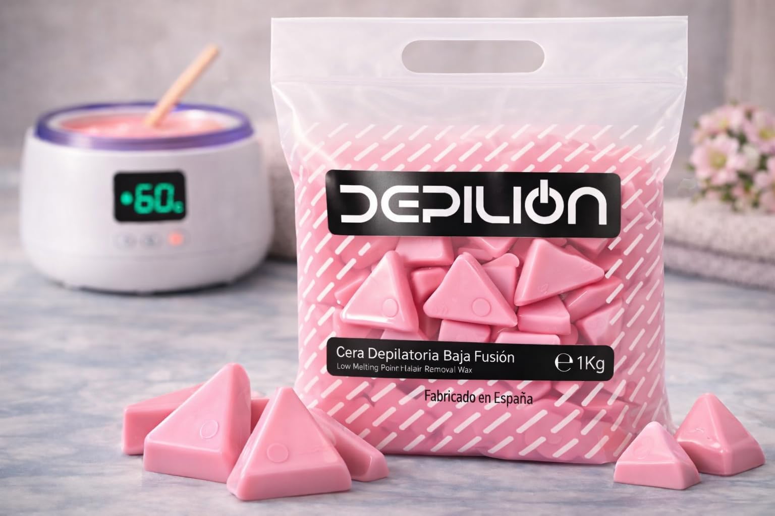 2 x Cera caliente 1kg Rosa | Cera baja fusión para depilación 1000gr | para pieles sensibles