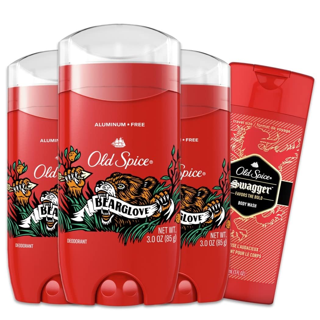 Old Spice Aluminum Free Deodorant for Men, 24/7 Odor Protection, 24/7 Freshness & Lasting Scent, Bearglove Scent, 3.0 oz with Travel Size Swagger Body Wash (Pack of 4) - Image 2