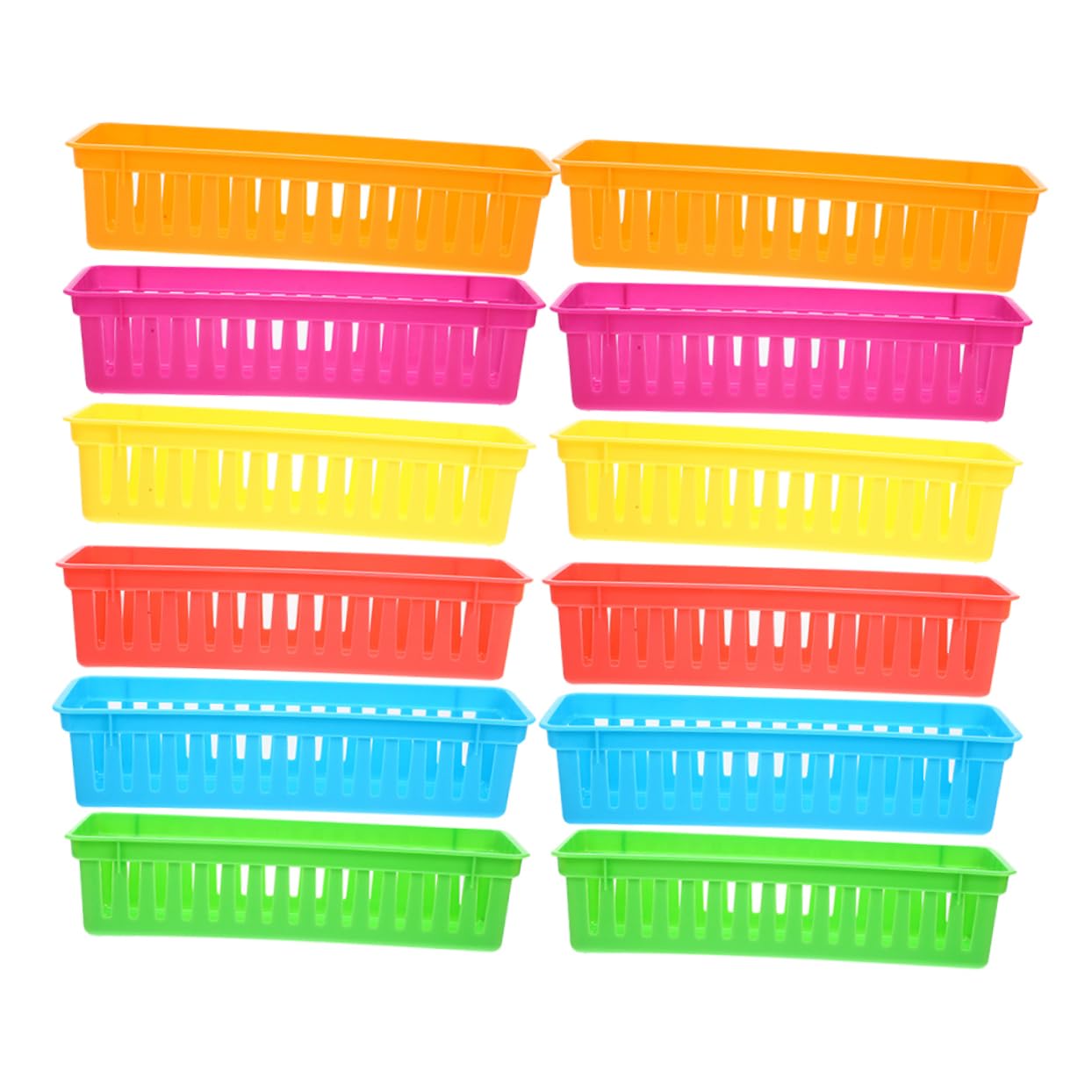 12pezzi Portapenne Colorate in Plastica Organizer da Tavolo per Aula Cestini Piccoli per Riporre Matite e Penne Vassoi Portapenne Versatili per Mantenere la Scrivania in Ordine