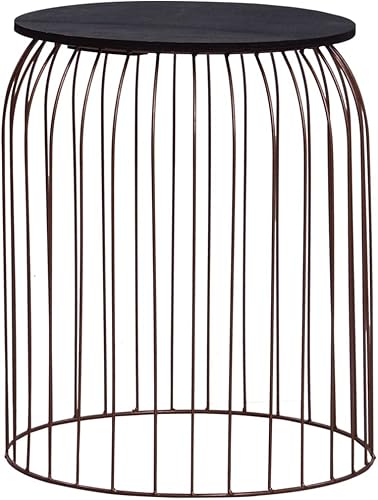 Miniatura 3 de YAFF Mesas auxiliares, mesa auxiliar redonda con marco de cobre, mesa auxiliar para sala de estar, dormitorio, oficina