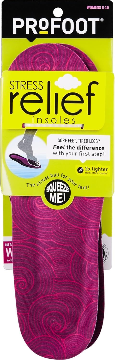 Stress Relief Insoles for Women Sizes 6-10, Lightweight Foam Shoe Inserts with Pressure-Relieving Technology for All-Day Comfort - 1 Pair