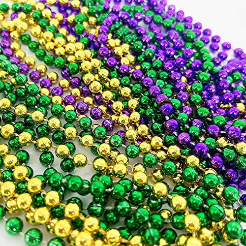 12 Stücke Mardi Gras Disco Ball Perles Colliers,Lila Grün Gold Beads Costumes de fête Accessoire Party Favorit pour Douche Nuptiale Cover