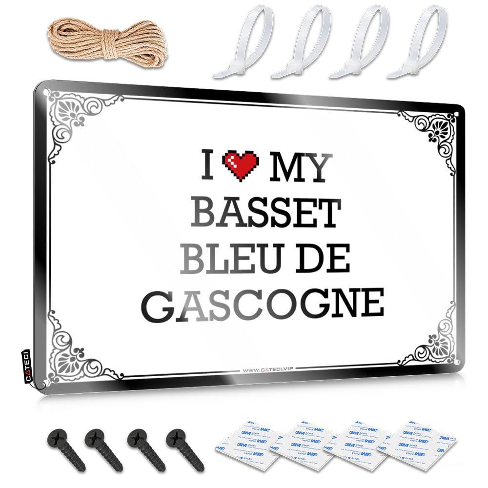 Farmhouse Signs Country Grunge Home Decor - I Love My Basset Bleu De Gascogne Sweet Rustic Style Artwork For Bedroom(20X30CM)