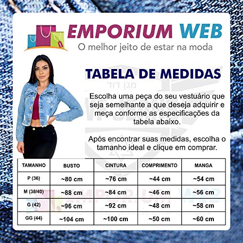 Jaqueta Jeans Feminina Curta Cropped Destroyed - EWF Jeans - Azul Claro (G1)