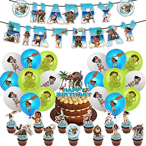 Syijupo 32 Piezas Decoración Cumpleaños Vaiana Fiesta Decoración Globos Cumpleaños Decoración...