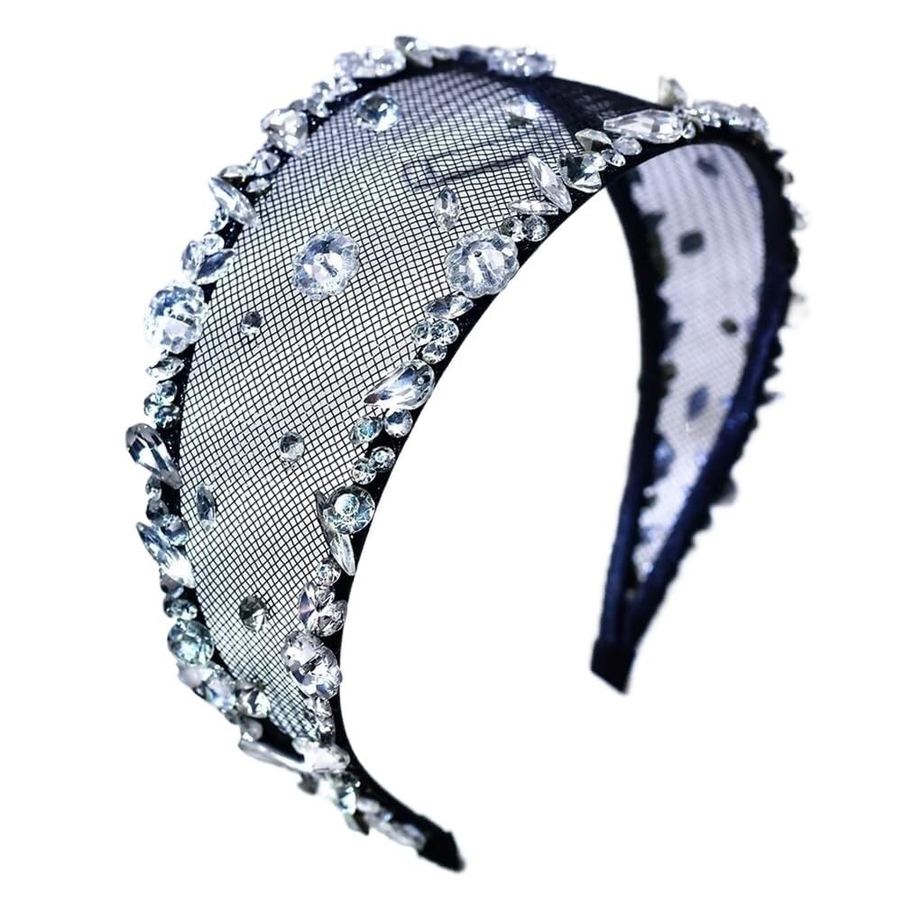Fascia Decorativa per Capelli Femminile di Alto li Cerchietto for Capelli con Strass, a Tesa Larga, in Stile Barocco, for Feste di Nozze, for Donne GL45