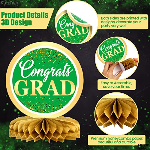 Katchon, Graduation Centerpieces For Tables 2023 Green - Shiny, Pack Of 9 | Honeycomb Graduation Table Centerpieces For Green And Gold Graduation Decorations 2023 | Graduation Party Decorations 2023 #TOP4