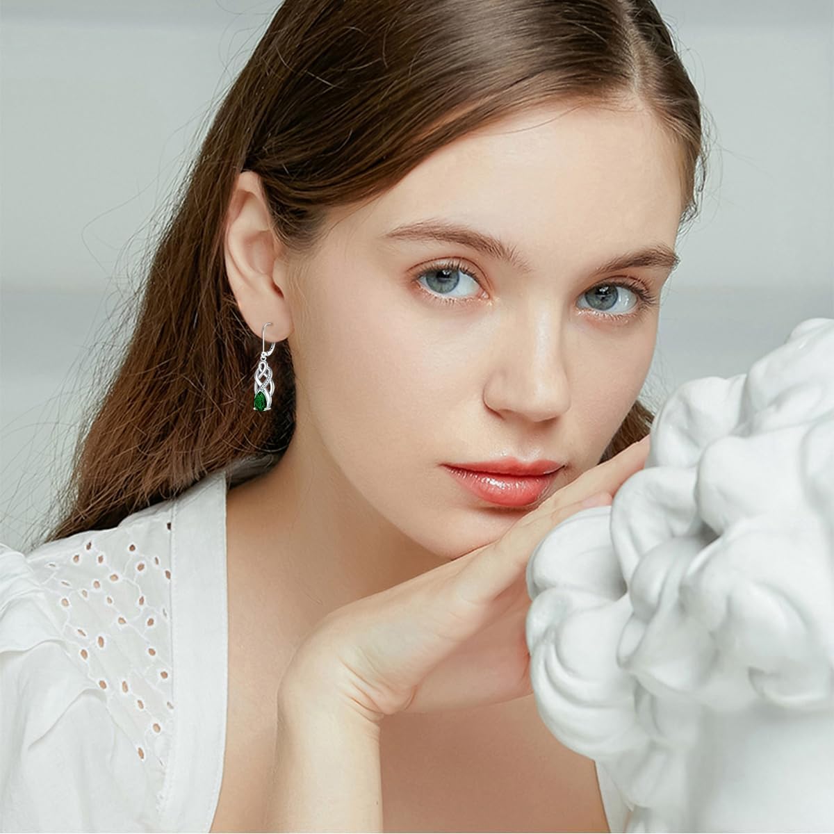 925 Sterling Silver Celtic Knot Good Luck Irish Dangle Drop Leverback Earrings with 12 Months Birthstone, Anniversary Jewelry Gifts for Women Her - Image 2