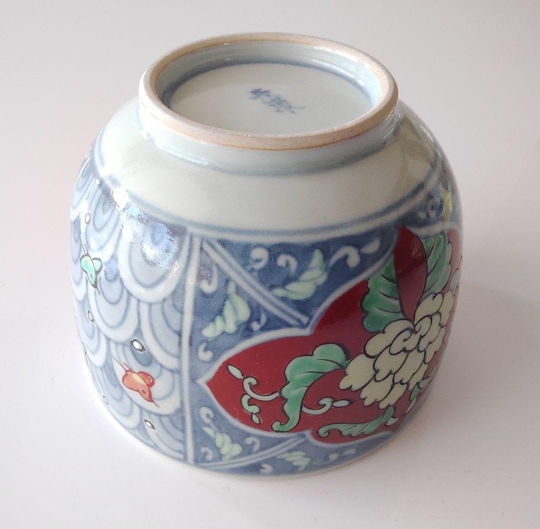 牡丹絵　三方割　(反)小丼　六代佐藤走波　有田焼　手描　手造　未使用 染錦金彩釉裏紅墨はじき青海波牡丹絵飾り皿｜有田焼 陶芸作家 藤井錦彩