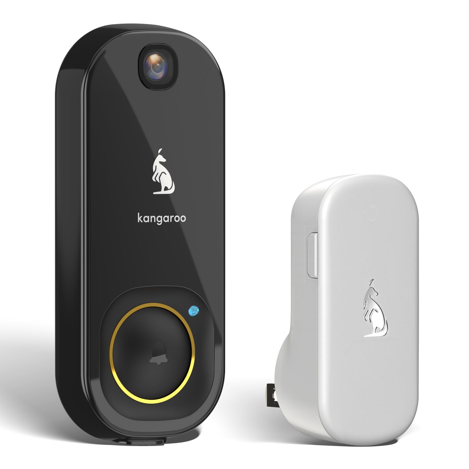 Kangaroo Wireless Doorbell+Chime,HD Camera,Easy Setup,Battery Power,Motion Detection,2.4G WiFi,Real-time Alerts to Phone,Door Bell for Home,Apartment