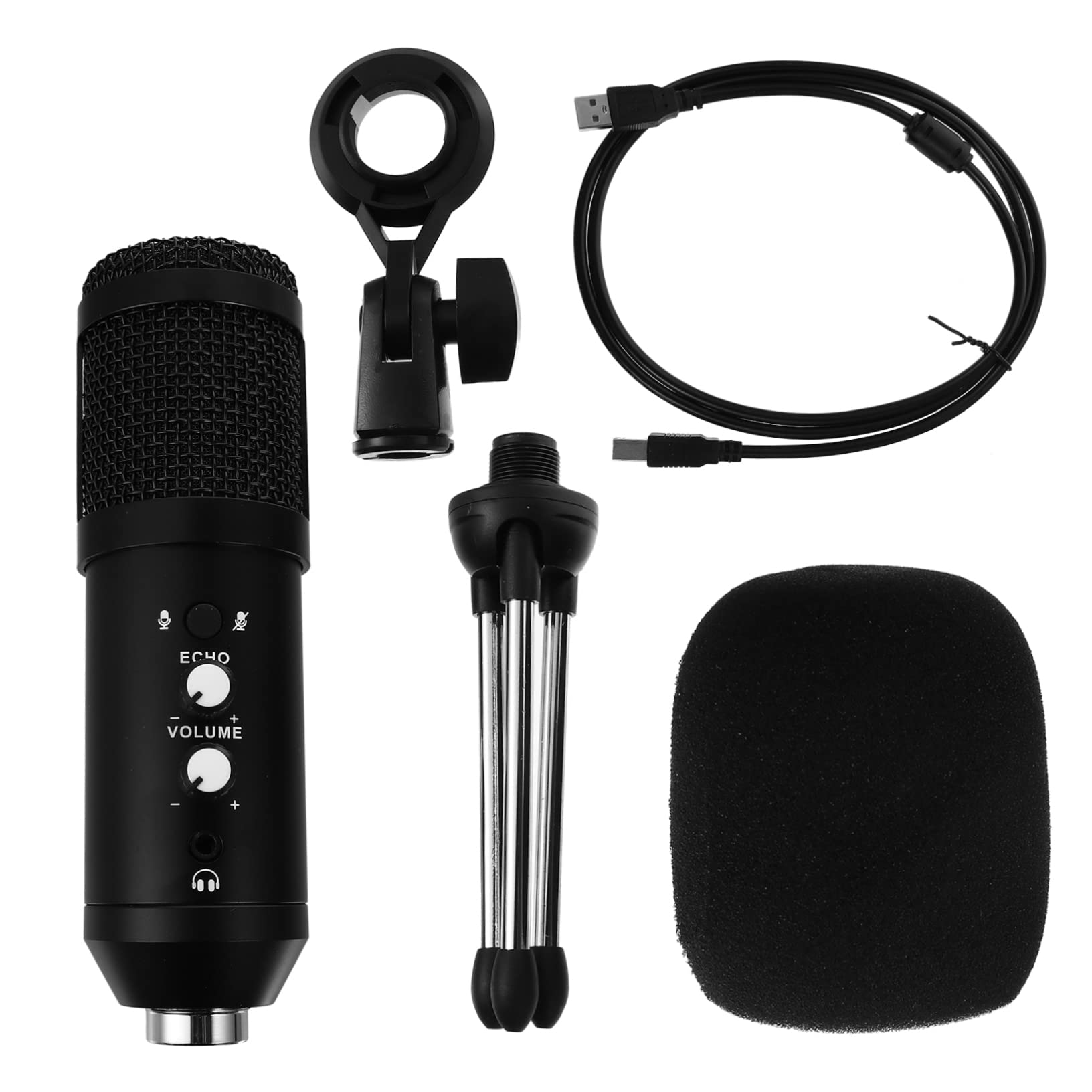 UPKOCH Microphone à Condensateur USB Noir en Alliage pour Enregistrement