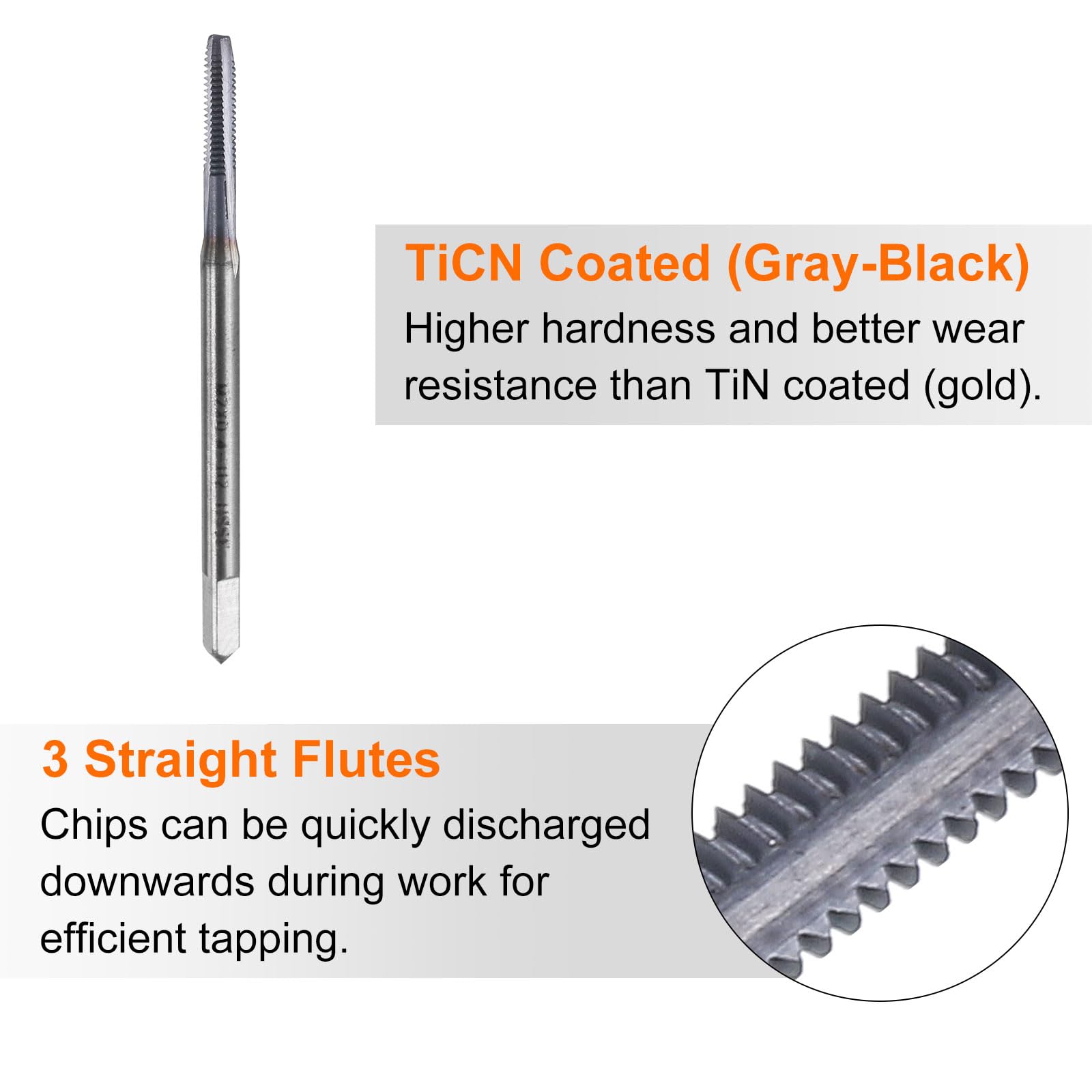HARFINGTON M4x0.7 Left Hand Thread Tap – 6542 Cobalt HSS With TiCN Coating, Straight Flute Plug Tap