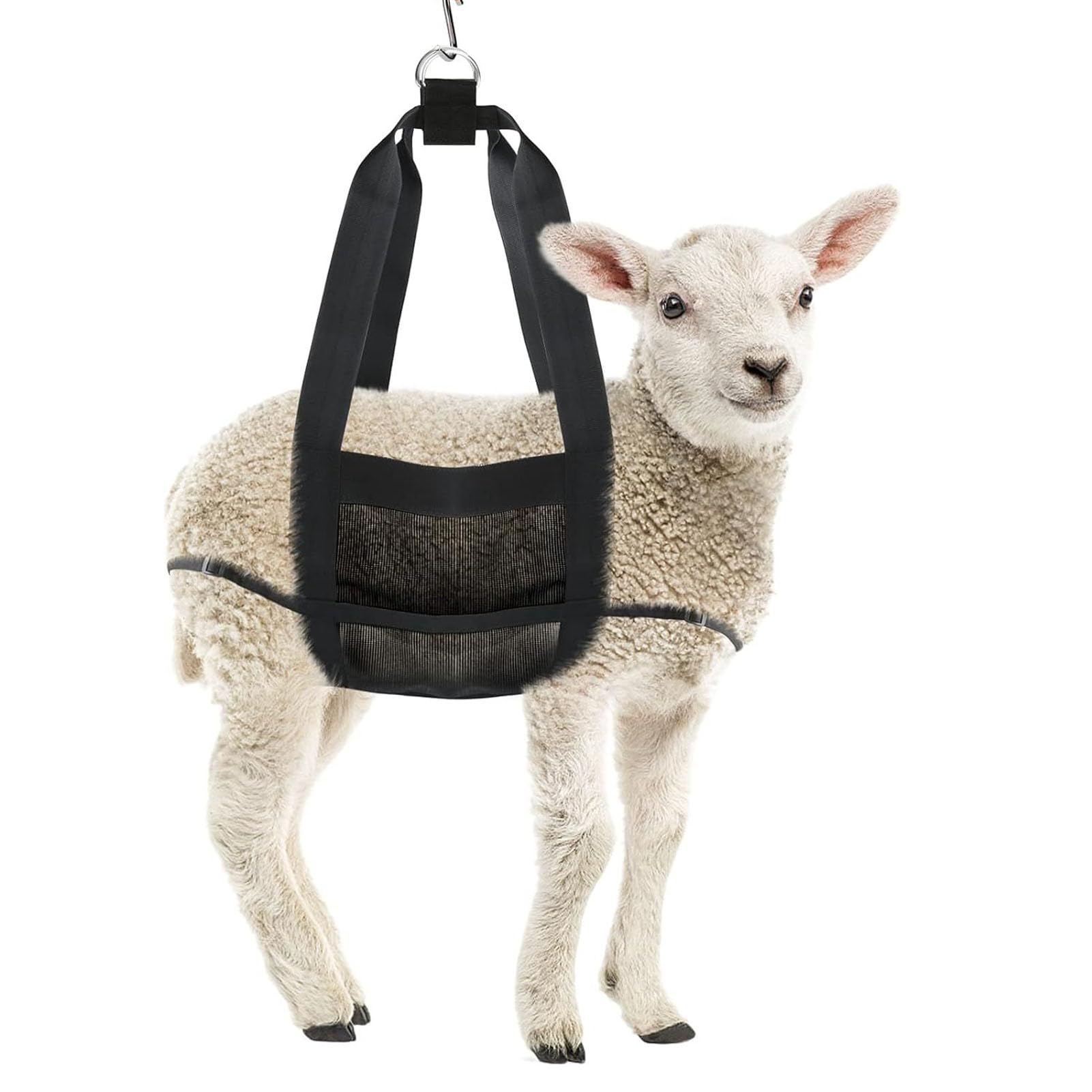 Calf Sling for Weighing Animals, Nylon Mesh Breathable Calf Scale Hanging Weight Scale Sling, Goat Sling Lamb Sling Animal Weighing Sling, Hanging Weight Newborn Livestock Sling