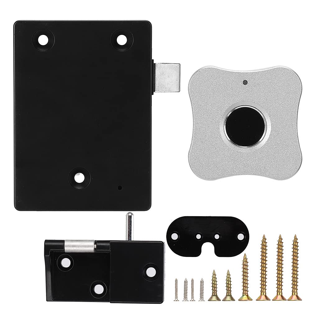 Smart Biometric Fingerprint Lock Security Cabinet Drawer Keyless Panel for Home Office Silver (Silver Fingerprint Panel)