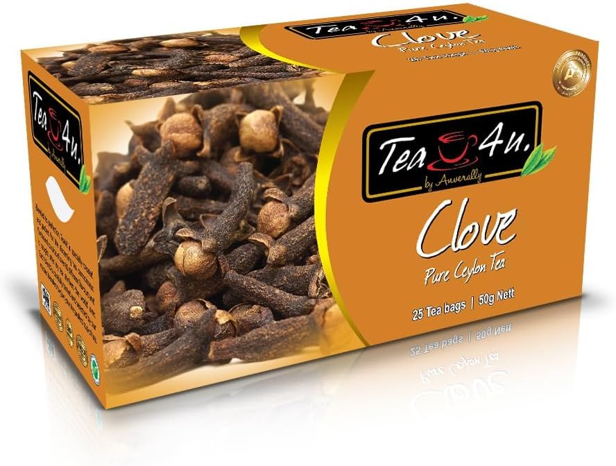 Tea4U Black Tea, High Quality Clove Black Tea, Aromatic Ceylon Tea with Cloves, Spicy Black Tea for Hot or Cold Enjoyment, 25 Tea Bags