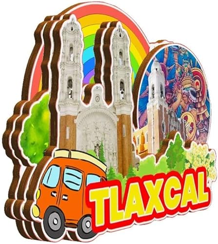 Miniatura 2 de Tlaxcala - Imán de madera para nevera, diseño de México, monumentos 3D, recuerdos coleccionables, decoración hecha a mano -2339