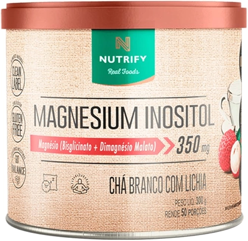 MAGNESIO + INOSITOL POTE 300G SABOR CHÁ BRANCO COM LICHIA - NUTRIFY