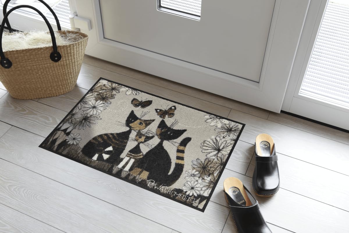 Salonloewe Fussmatte Gatti Con Fiori I Schmutzfangmatte & Fußabtreter für Innen 50 x 75 cm