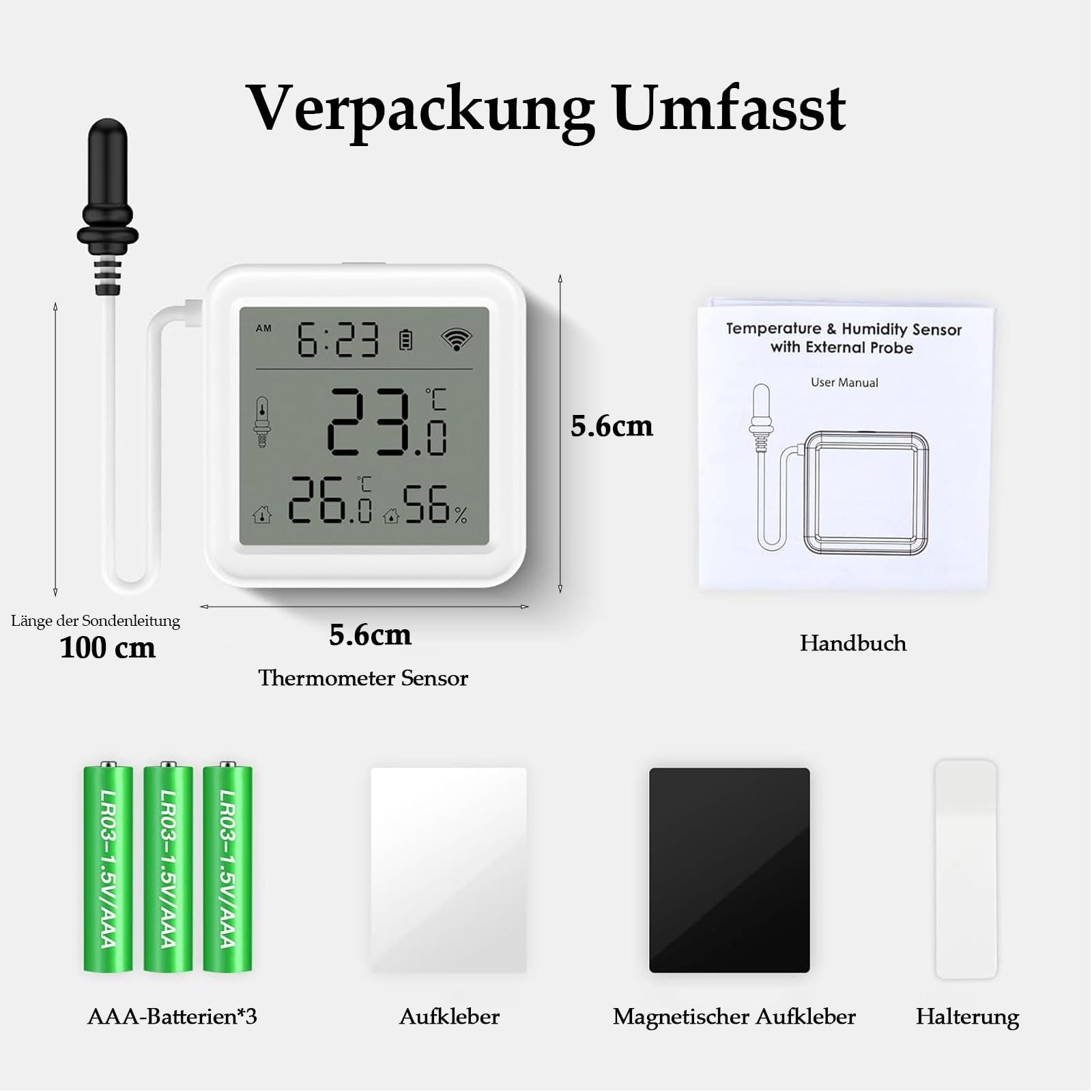 Confezione da 2 termometri Wi-Fi per interni, Humidity Gauge con app e sensore esterno, misurazione dell'umidità dell'aria, monitor digitale della temperatura per serra, cameretta dei bambini,