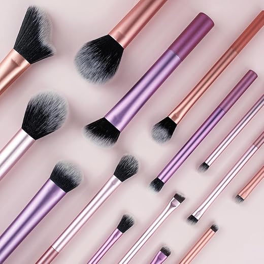 Kit de Pincéis de Maquiagem 8 Peças/ 12 Peças / 15 PeçasProfissional Esfumar Contorno Cerdas Sintéticas Macias - Completo para Todos os Tipos de Make (15 Peças)