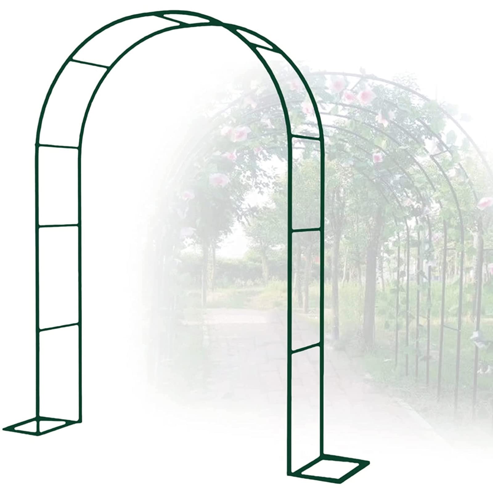 Heavy Du zielony metalowy łuk ogrodowy, 120 x 220 cm, kratka z różą i winogronami, altana do roślin pnących, Ele Garden Det do domu i podwórka