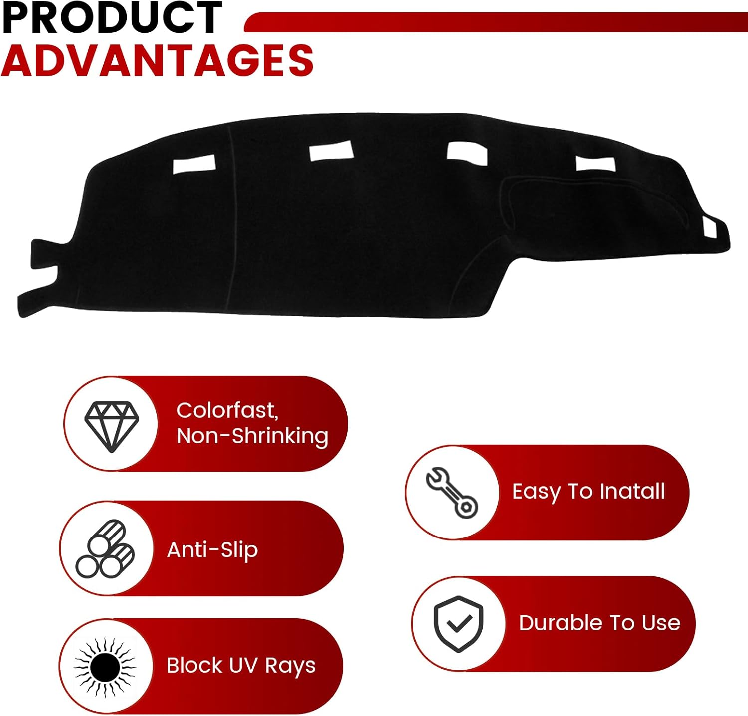 Hex Autoparts Dash Cover Mat Dashboard Pad for 94-97 Dodge Ram 1500 2500 3500 Truck (Black)