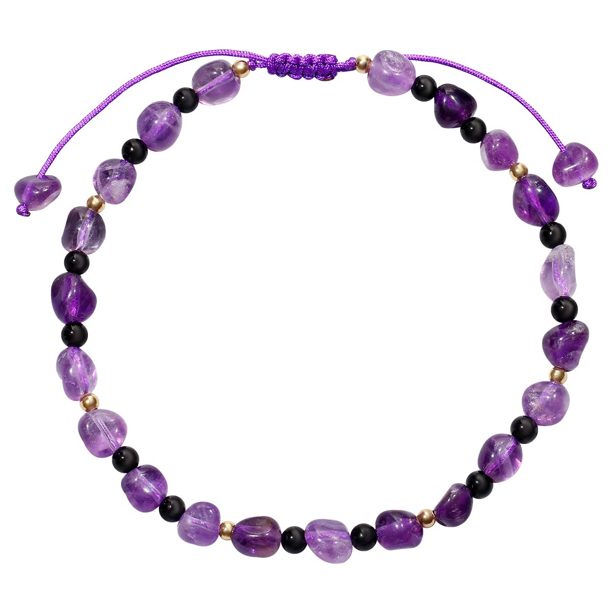 Jewboo Natural Gemstones Healing Crystals Anklet Stones Ankle Bracelets for Women Reiki Worry Stone Yoga Meditation Balance Summer Beach Foot Jewelry (Amethyst)