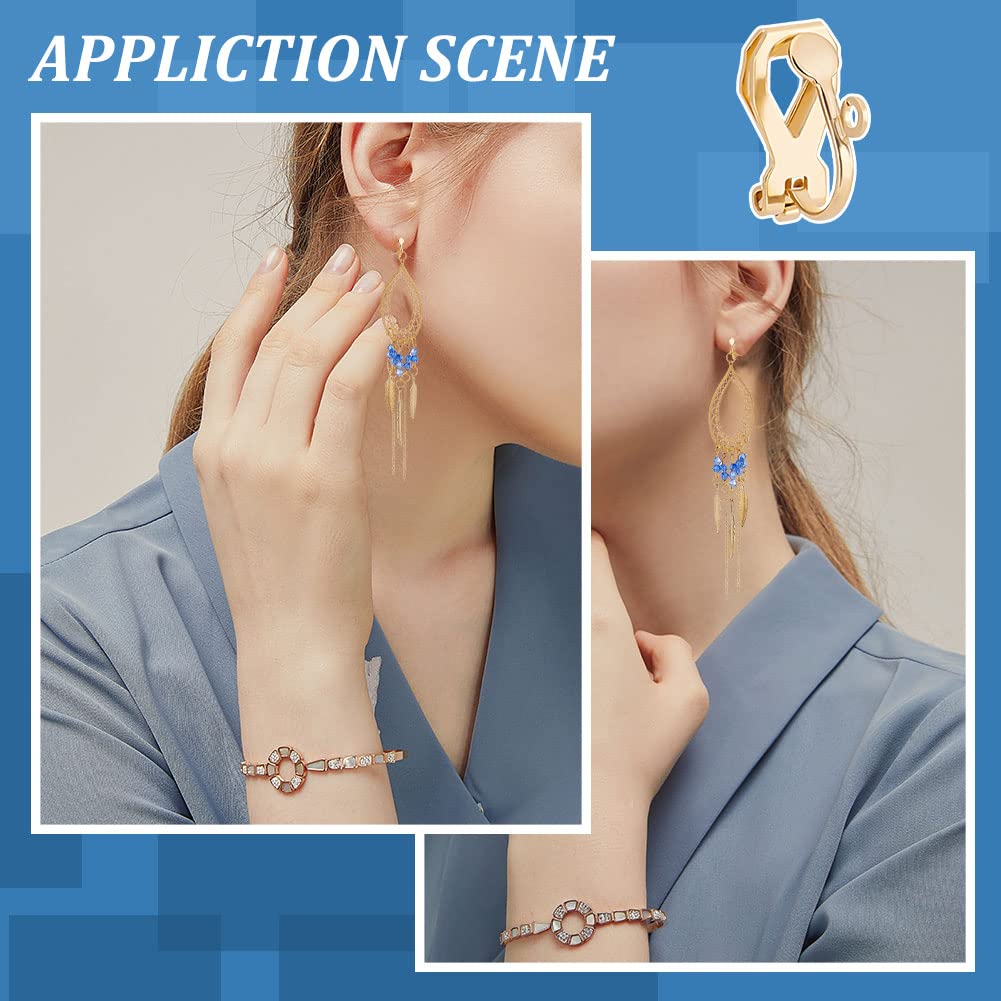 UNICRAFTALE Lot De 40 Boucles D'oreilles à Clipser En Acier Inoxydable 304 2 Couleurs Avec Boucles Horizontales Pour La Fabrication De Bijoux