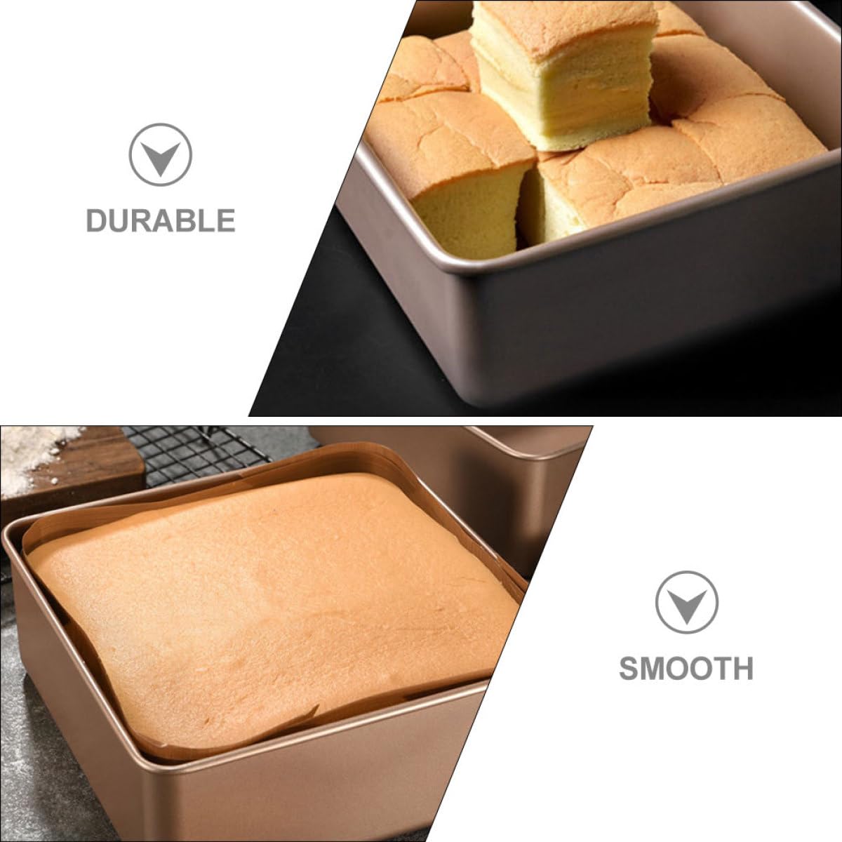 DOITOOL Teglia Quadrata Antiaderente per Torte in Acciaio Inox Oro