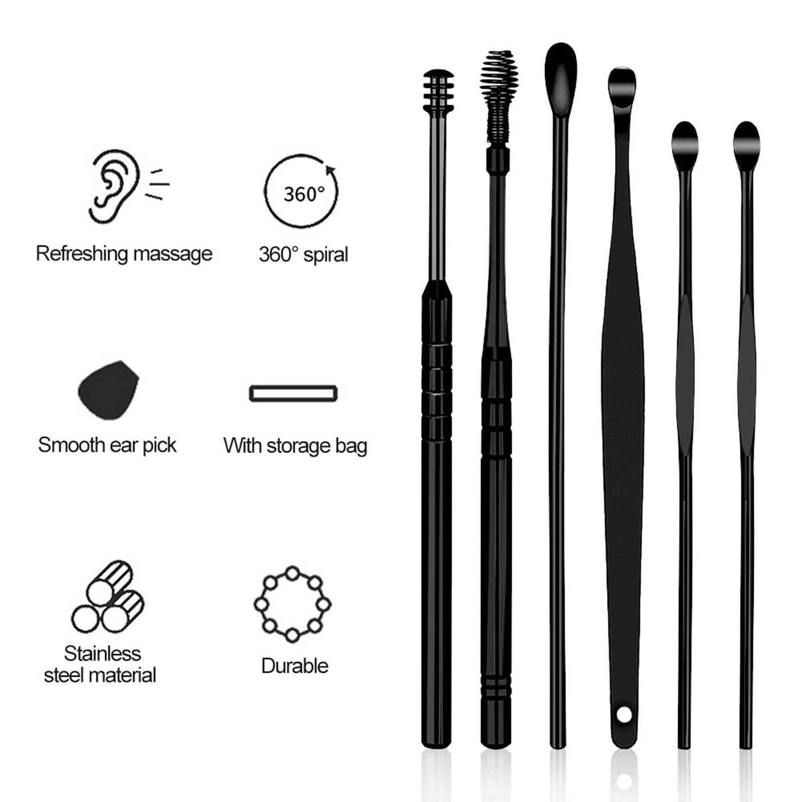 Prodotti per la rimozione del cerume Detergente per Le Orecchie Strumento per la rimozione del cerume Earpick Curette Riutilizzabile per la