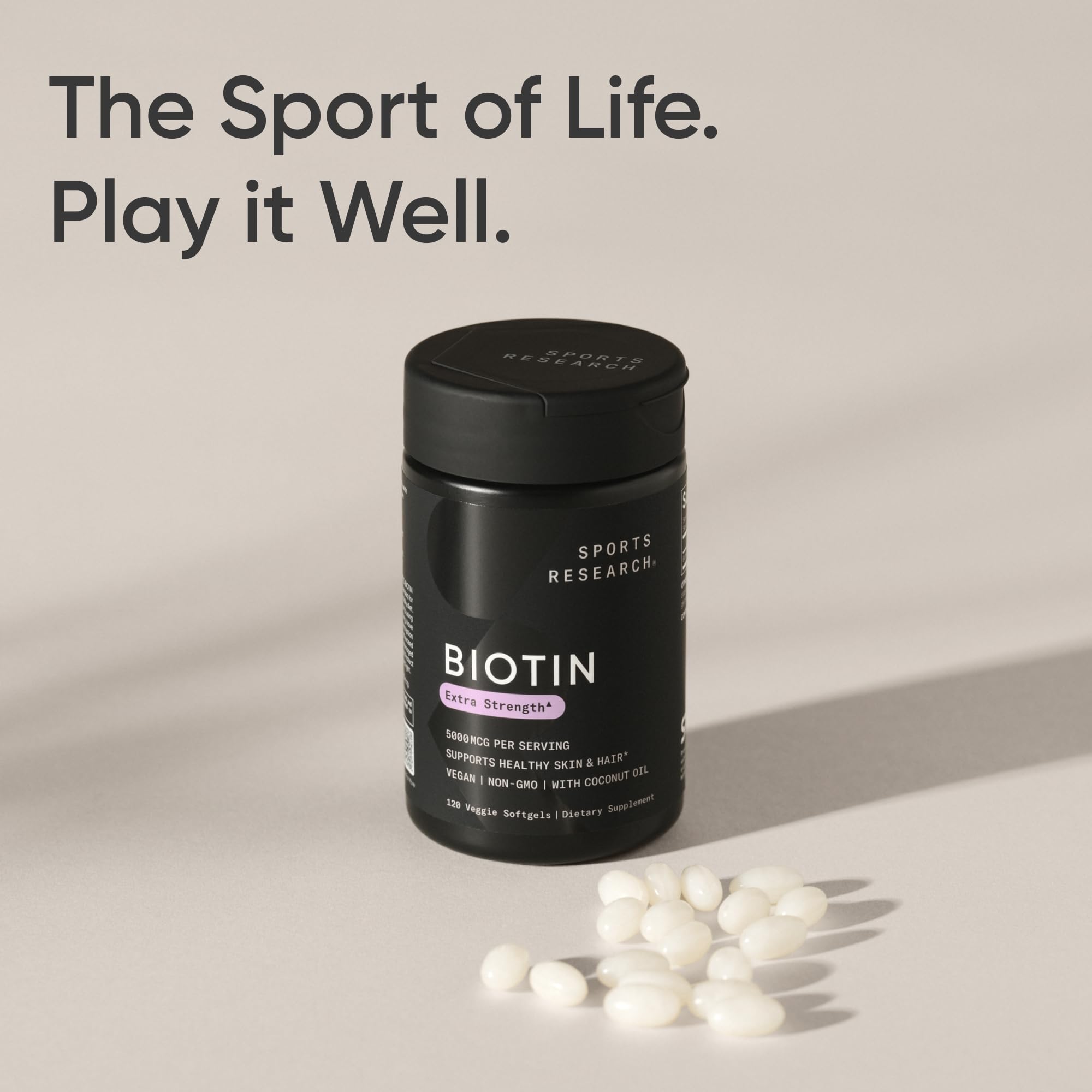 Sports Research® Biotin 5,000mcg w/Coconut Oil, 120 Count Plantgels™ — Amazon image 8