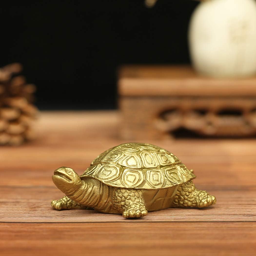 BRASSTAR Brass 3.2"(L) Feng Shui Turtle/Tortoise Statue for Feng Shui Home Office Decor Figurine Gift Collection