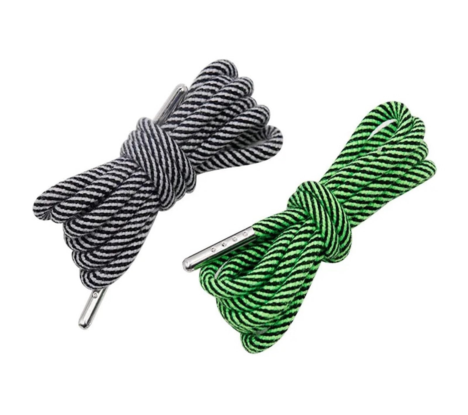 Lacets, lacets en tricot, Lacets de baskets en toile, lacets de chaussures ronds en coton, Texture en spirale, deux couleurs, cordon mélangé, vente en gros de vêtements