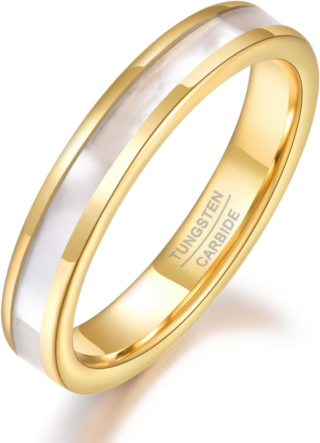 Vakki 4mm 6mm Womens Rose Gold Tungsten Carbide Ring with Mother of Pearl Shell/Marble Inlaid Wedding Band Comfort Fit Size 5-12 - Image 2