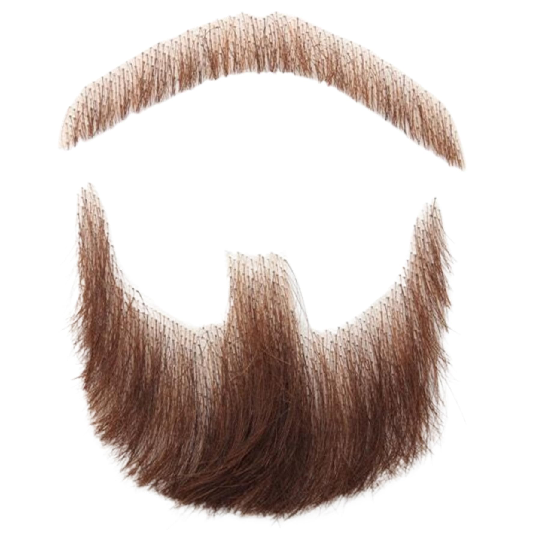Sunaomni Men's Brown Fake Beard, Fake Beard Human Hair Realistic Beard Fake Mustache Invisible Fake Facial Hair Costume Beard Lace Beard For Dressing Halloween Cosplay Costume Party Realistic Beard Fake Mustach