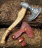 JNR Traders Axe Hatchet Handmade Viking Hatchet Tomahawk Bearded Axe with Leather Sheath Wood Cuttin