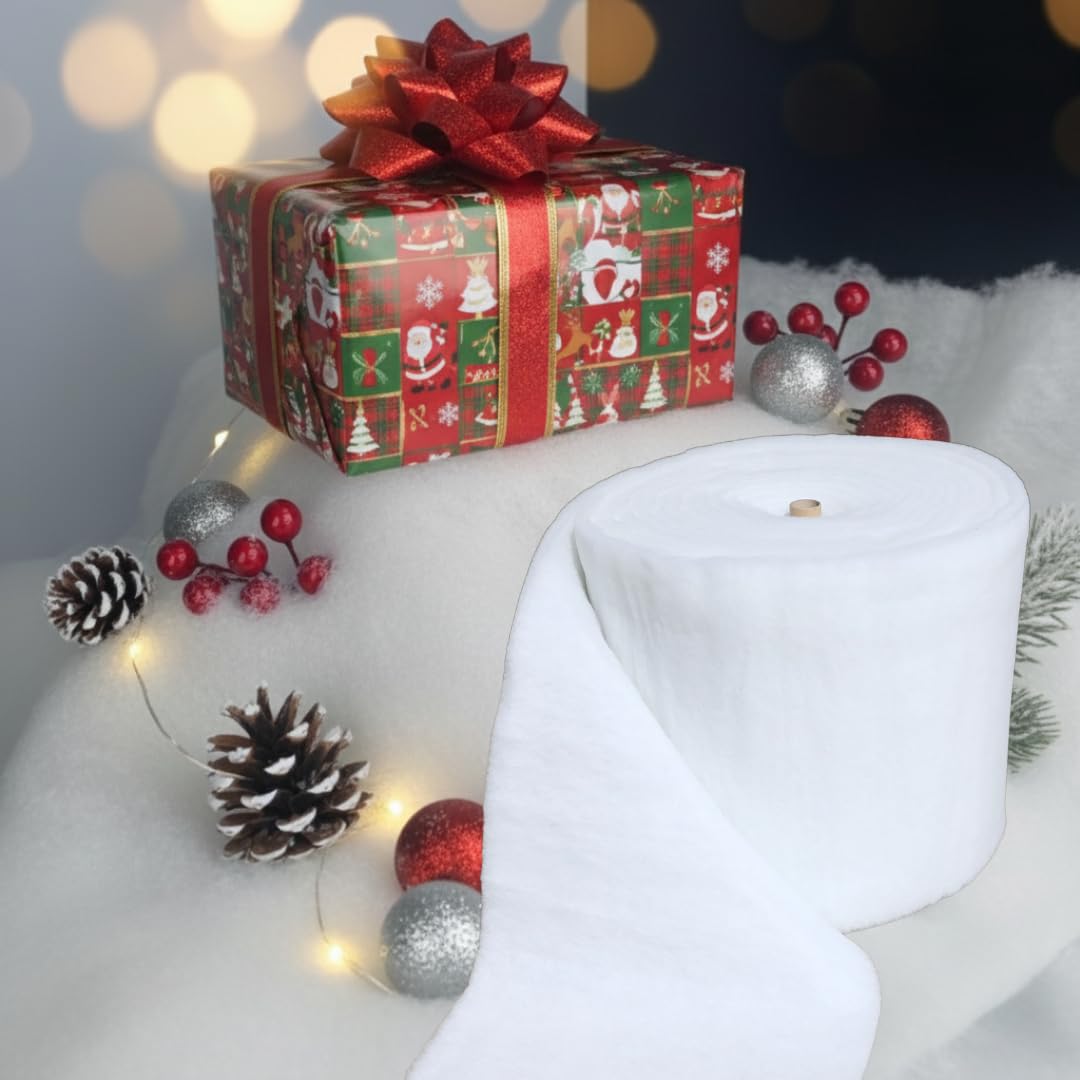 Finest-Filters White Artificial Fake Snow Blanket Roll 27" Wide, 4Oz, Long Soft Artificial Snow Blanket For Santas Grotto, Xmas Nativity, Decorative Christmas Displays, Winter Wonderland (6.5Ft (2 Metre) Length)