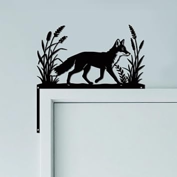 CUTHOLLOW Fox Door Topper Sign Metal Wall Art Decor | 9.8"x9.8" Double-Sided Metal Hanging Sign Door Frame Decor, Door Corner Accent Room Entryway & Home Housewarming Decoration