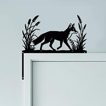CUTHOLLOW Fox Door Topper Sign Wall Art Decor, 9.8"x9.8" Double-sided Metal Unique Hanging Above Door Frame Corner Accent for Home Front Door Hallway Home Living Room Bedroom, Best Gift for Housewarming Xmas