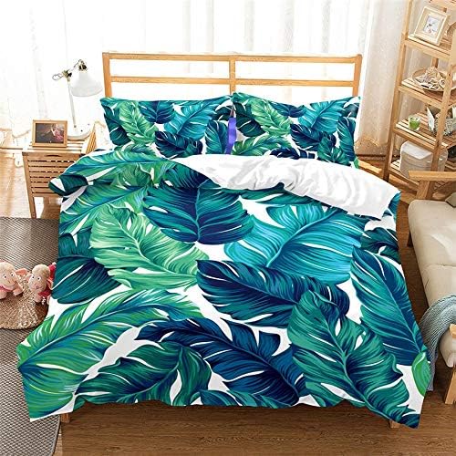 Miniatura 3 de Juego de ropa de cama 3D con estampado de plantas tropicales, juego de funda de edredón realista con funda de almohada, textiles para el hogar,