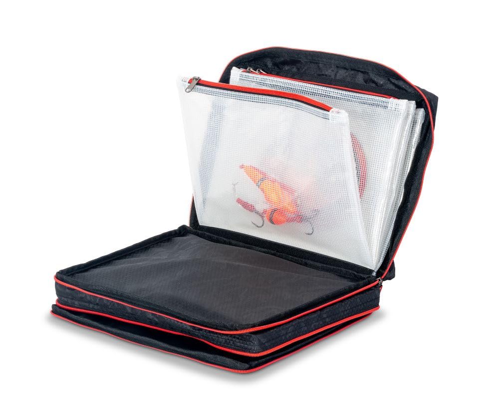 Sänger Top Tackle Systems Uni CAT Rig Wallet Pro, Vorfachtasche in Schwarz, Wasserfestes 250D x 200D Polyester, 38 x 26 x 7 cm, 1x Rigboard, Rig-Tasche mit 4 Mesh Mappen