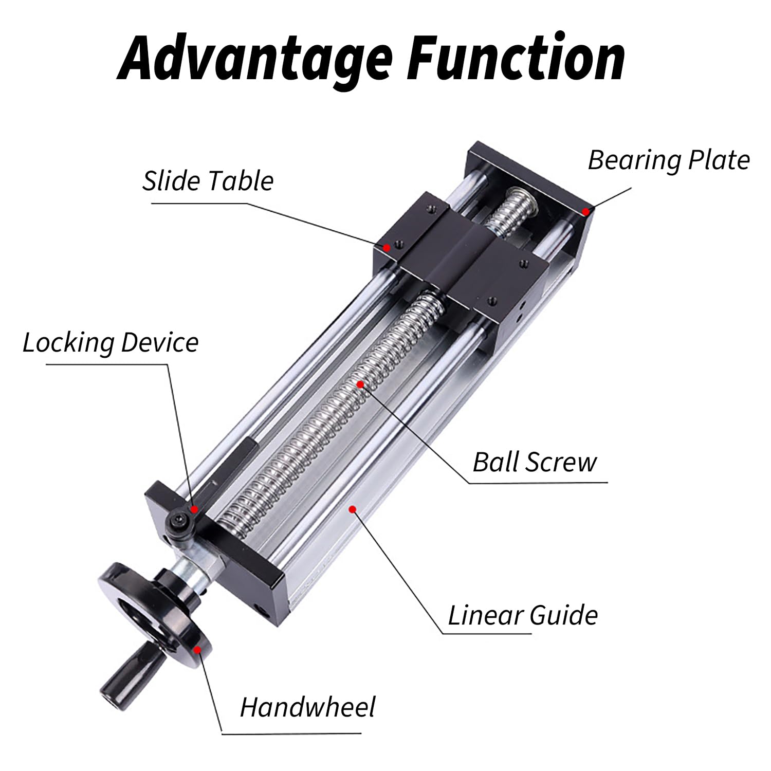 Tavolo scorrevole manuale Linear Rail 200 mm, Guida Lineare con Volantino, Piattaforma di Guida con Doppio Asse Ottico per Trasformazione Di Apparecchiature CNC