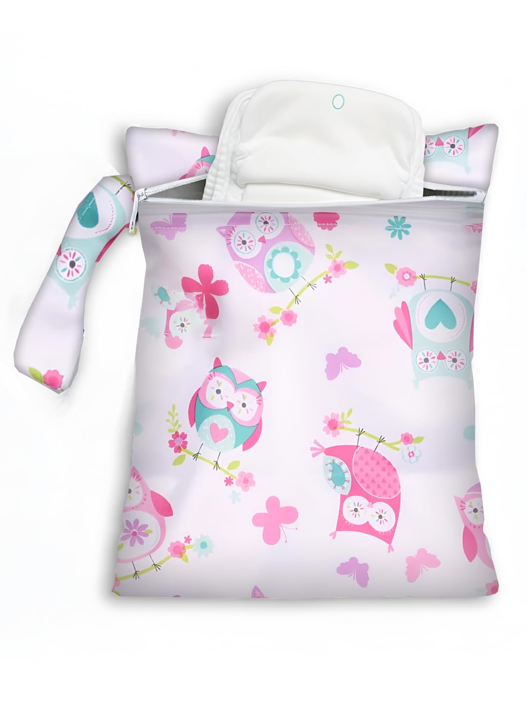 POLKA TOTS Waterproof & Reusable Wet Dry Baby Diaper Bag with Zipper for Travel, Beach, Pool, Dirty Gym Clothes, Wet Swimsuits, Toiletries (30 x 40 CM, Owl)-picture-18